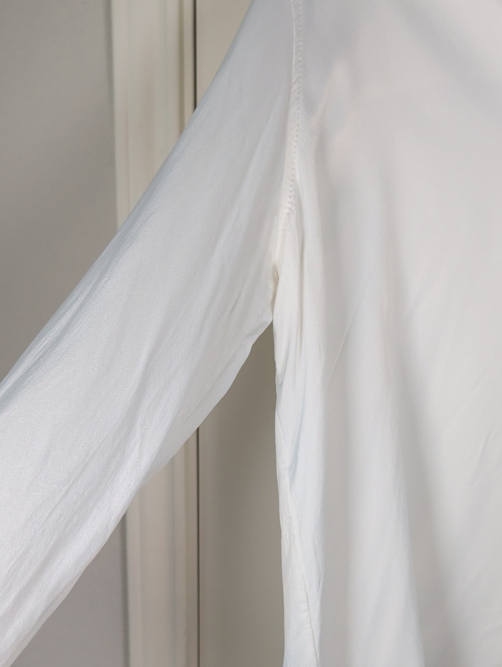 Zara White Button-Up Silk Blouse - Picture 7 of 11